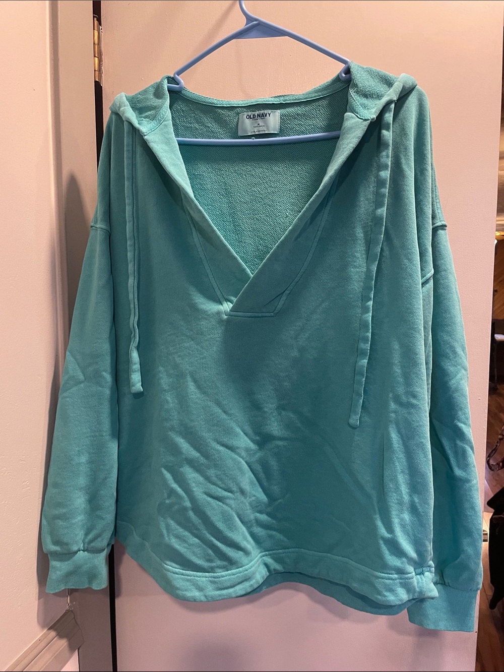 Old Navy Women's V-Neck Hooded Pullover - Aqua size medium
